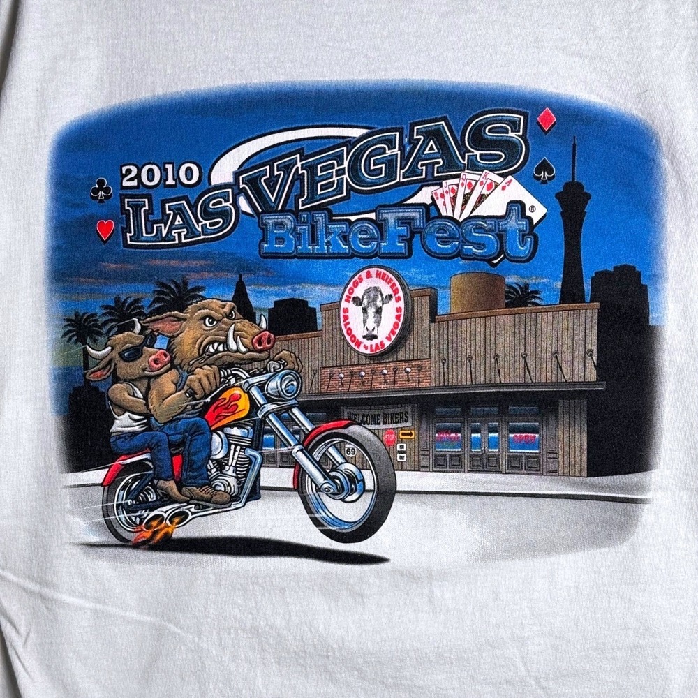 Fruit of the Loom Mens Las Vegas BikeFest 2010 Graphic‎ T-Shirt White Large L